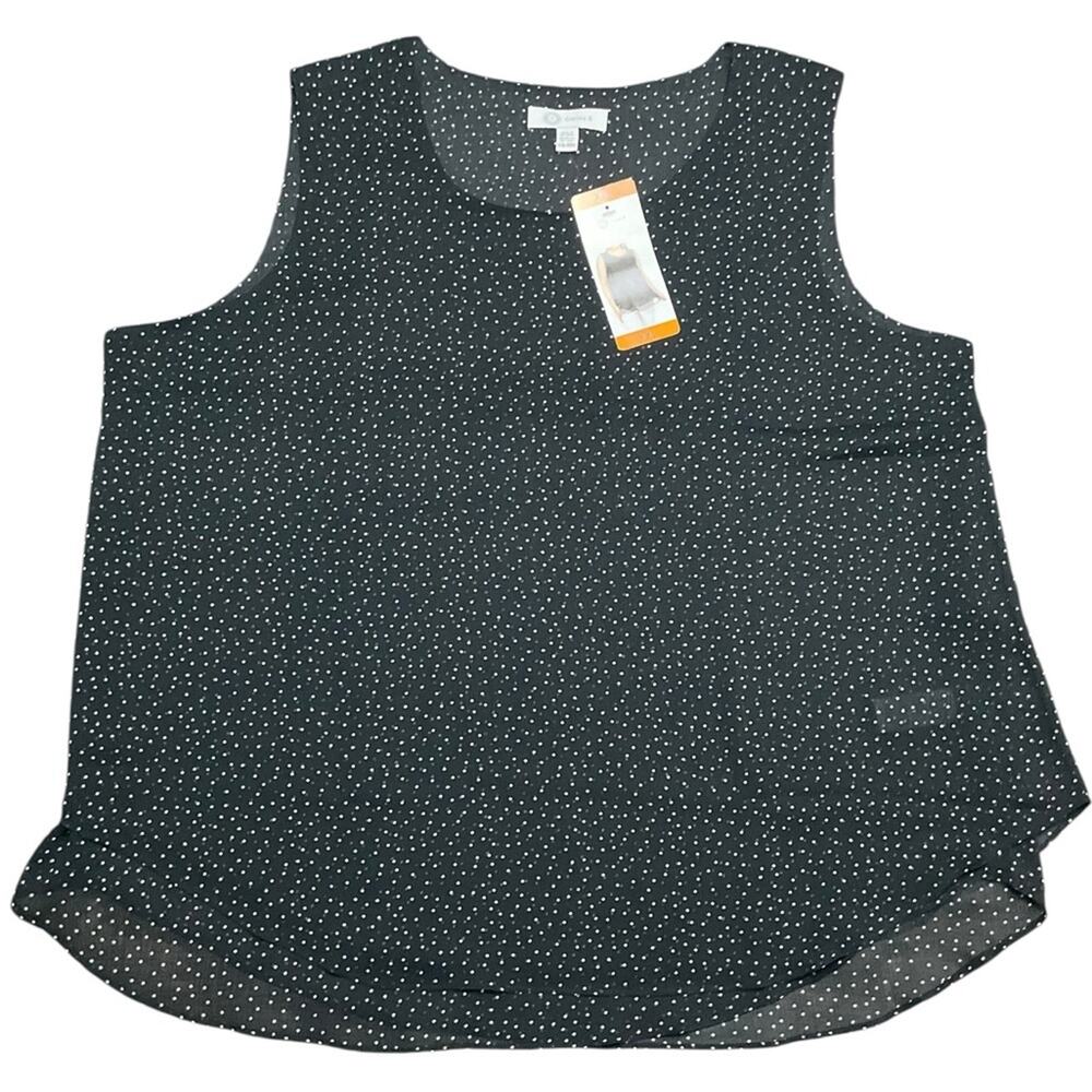 Cristina B Black Polka Dot Sleeveless Top SIze XXL NWT